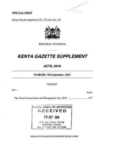 Forest Conservation and Management Act, 2016 | Kenya Biodiversity